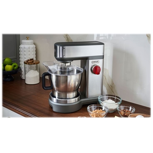 Wolf Gourmet Stainless Steel Stand Mixer With Red Knob
