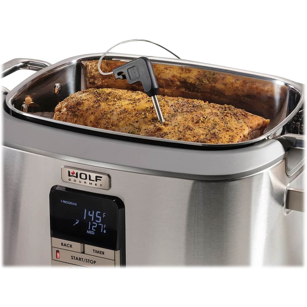 Alt View 11. Wolf Gourmet - 7qt Multi Cooker - Stainless Steel/Red Knob.