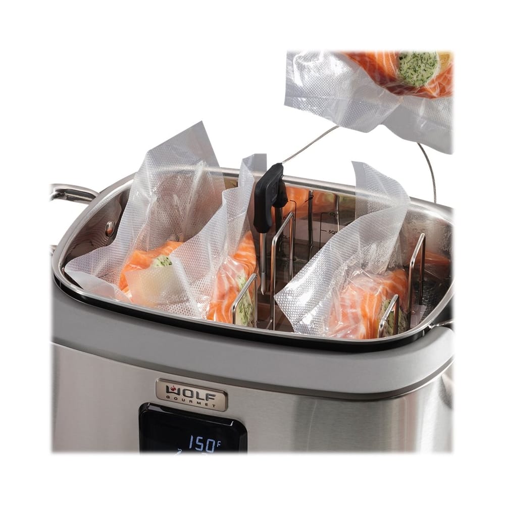 Alt View 12. Wolf Gourmet - 7qt Multi Cooker - Stainless Steel/Red Knob.