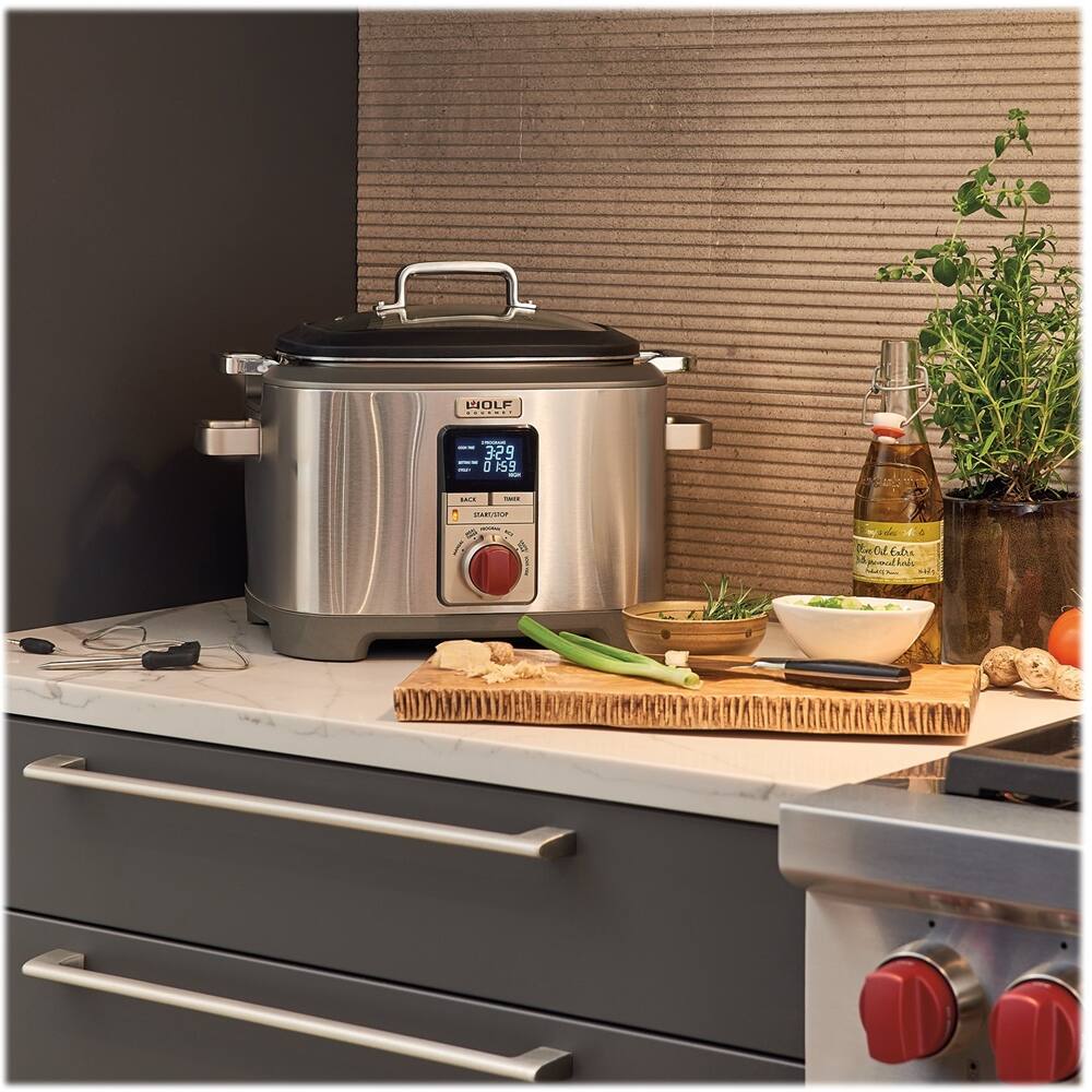 Alt View 14. Wolf Gourmet - 7qt Multi Cooker - Stainless Steel/Red Knob.
