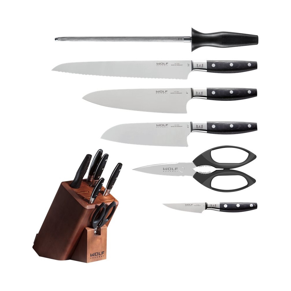 Wolf Gourmet - 7-Piece Cutlery Set - Black/Stainless Steel
