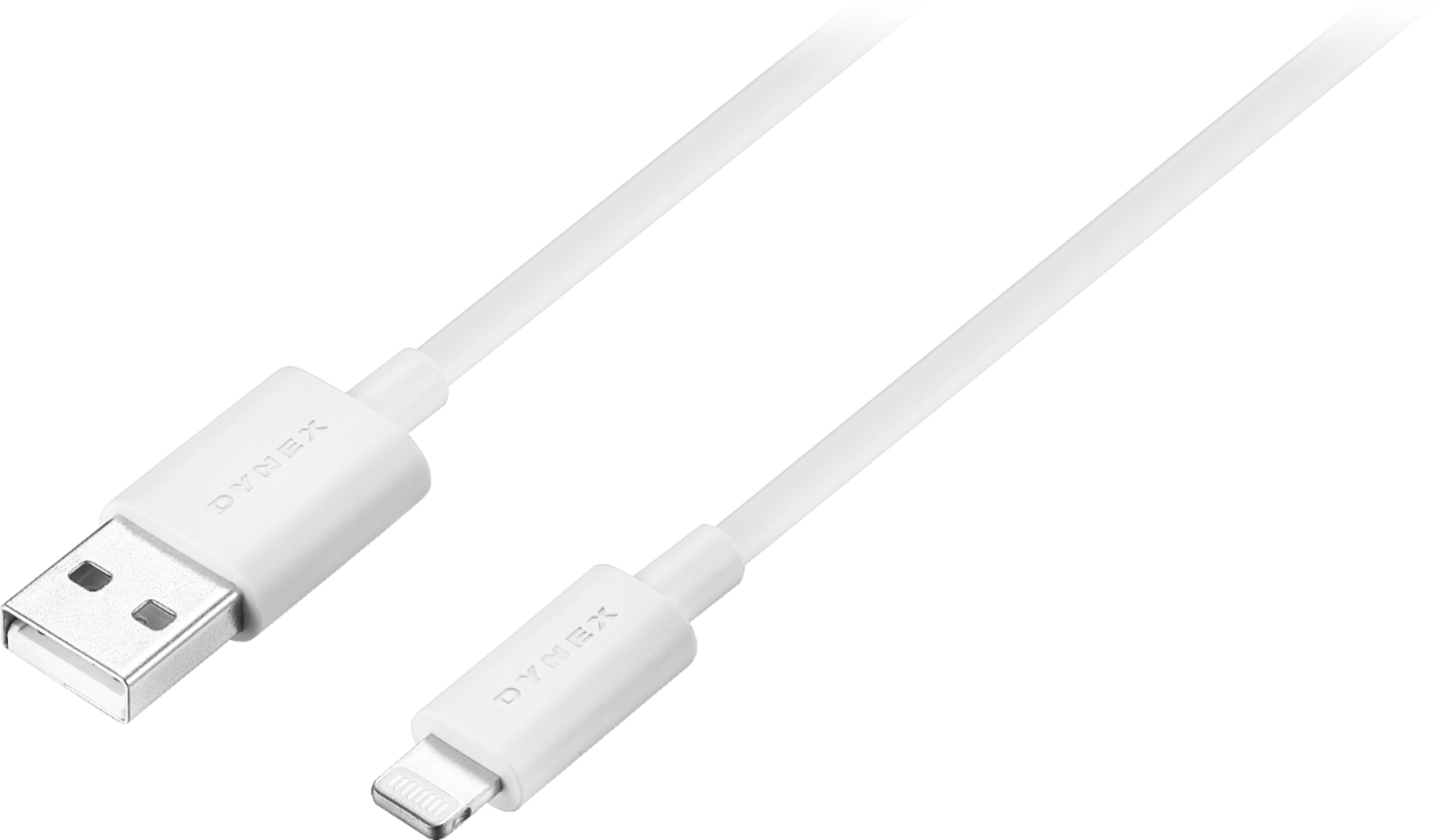 Angle View: Dynex™ - 6 Ft. Lightning-to-USB Type-A Charge-and-Sync Cable - White