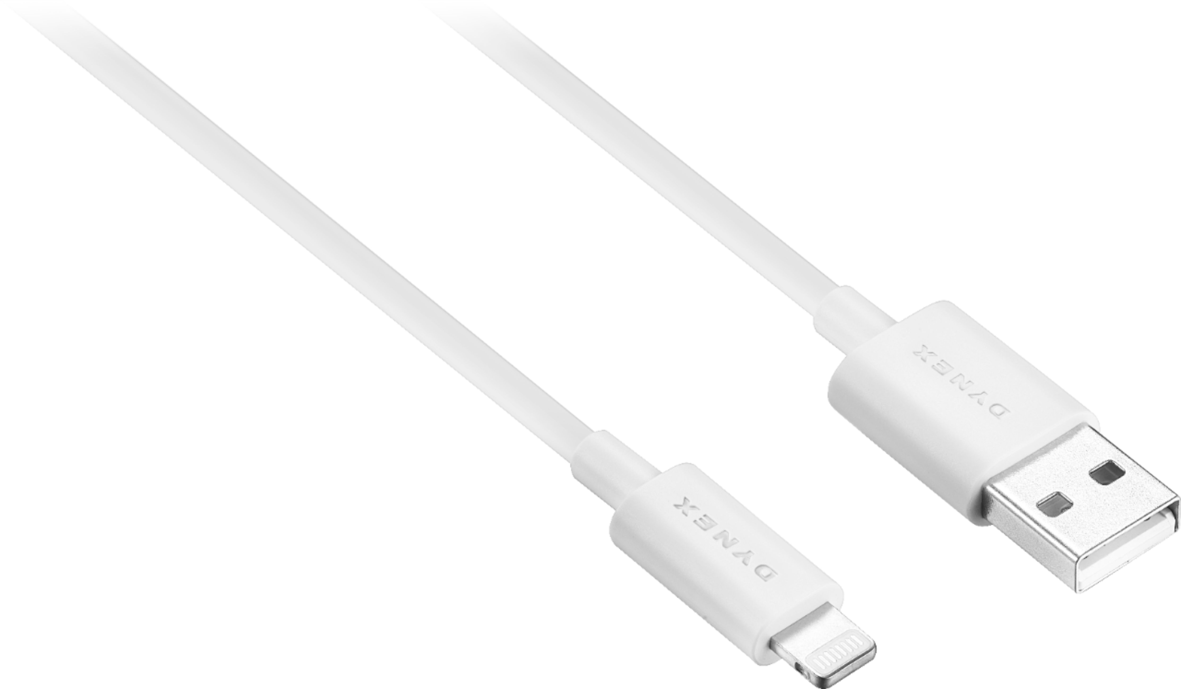 Left View: Dynex™ - 6 Ft. Lightning-to-USB Type-A Charge-and-Sync Cable - White