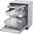 Angle Zoom. LG - Top Control Dishwasher with QuadWash, TrueSteam, and 3rd Rack - Stainless steel.