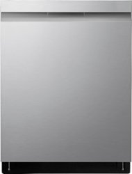 LG - 24" Top Control Smart Built-In Stainless Steel Tub Dishwasher with 3rd Rack, QuadWash and 44db - Stainless steel - Front_Zoom