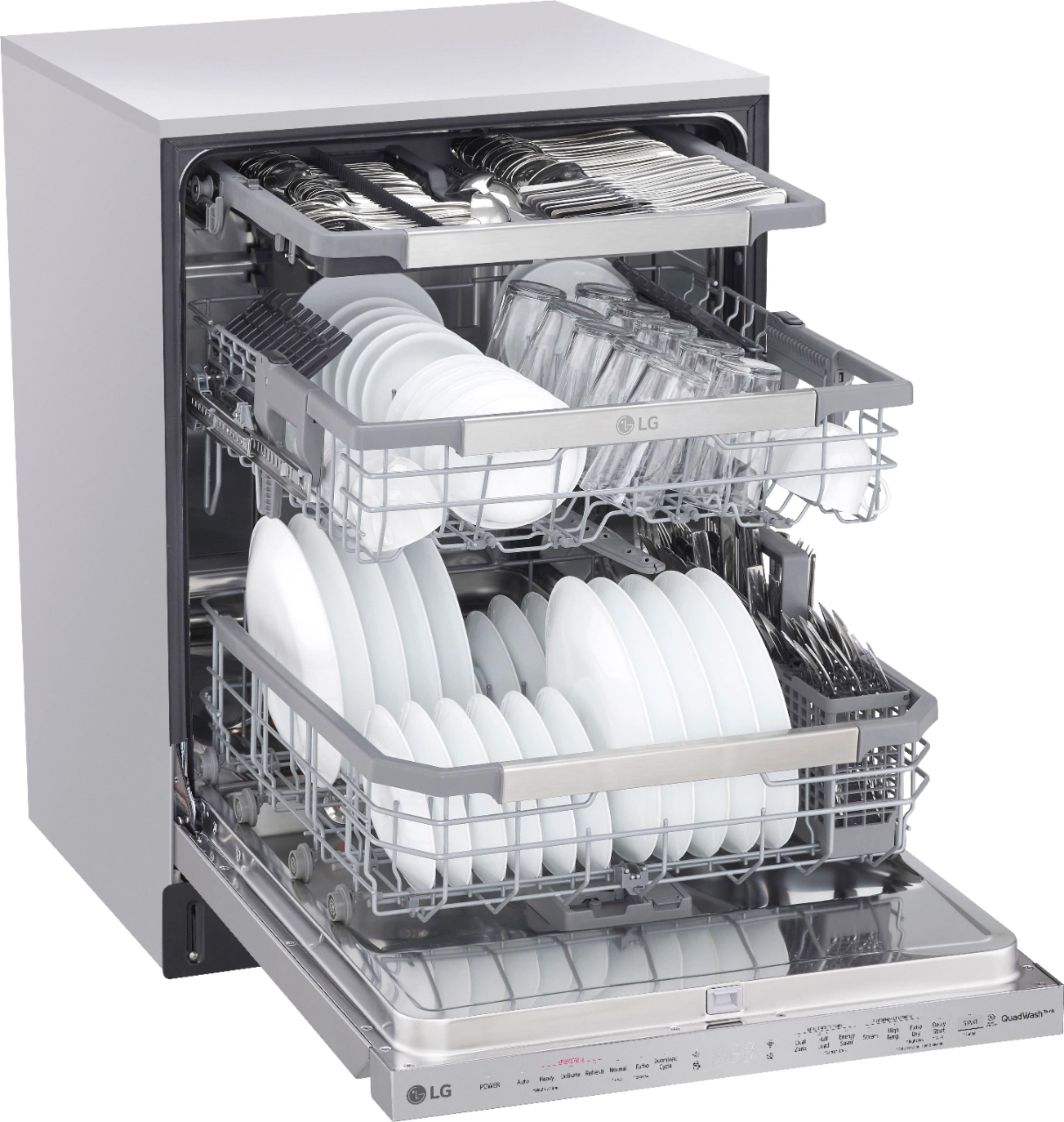 Alt View 2. LG - 24" Top Control Smart Built-In Stainless Steel Tub Dishwasher with 3rd Rack, QuadWash and 44db - Stainless Steel.