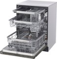 Angle Zoom. LG - Top Control Dishwasher with QuadWash, TrueSteam, and 3rd Rack - Black stainless steel.