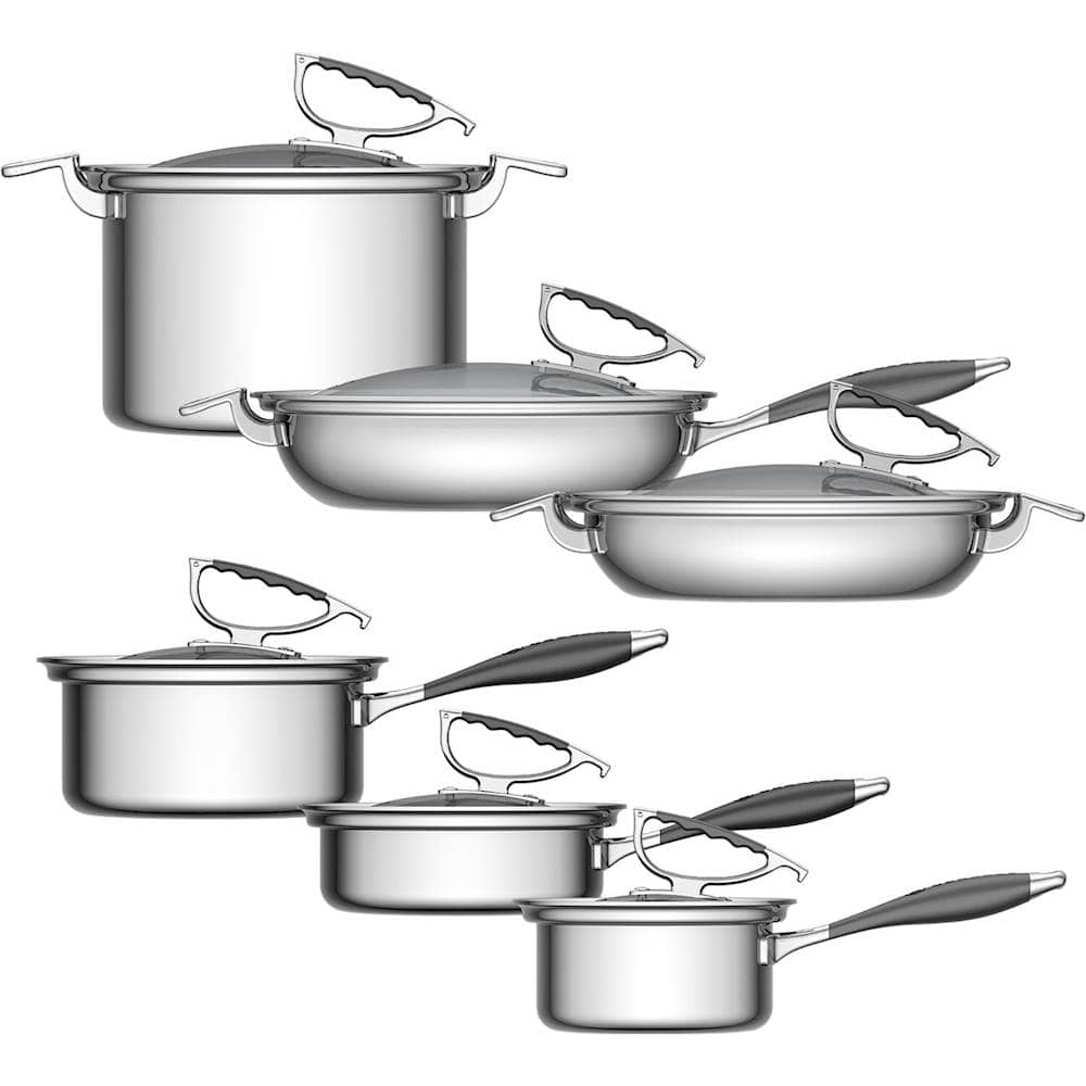 Angle View: CookCraft - Candace 12-Piece Cookware Set - Stainless Steel