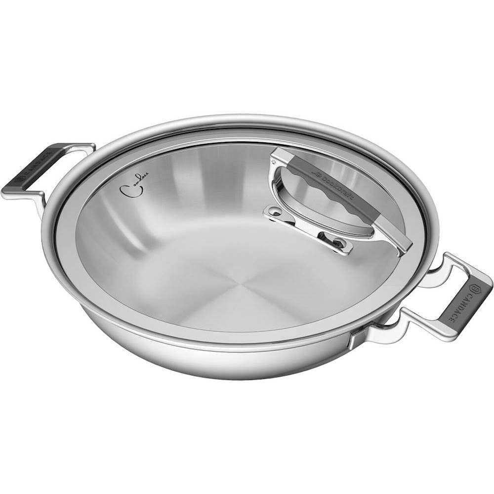 Angle View: CookCraft - 3-Quart Dual Handed Casserole with Glass Lid - Stainless Steel