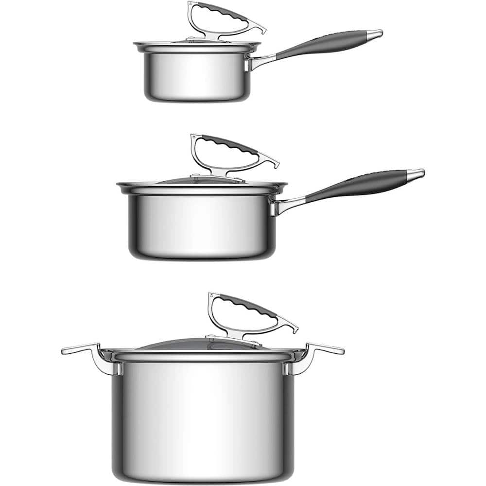 Angle View: CookCraft - Candace 6-Piece Cookware Set - Stainless Steel