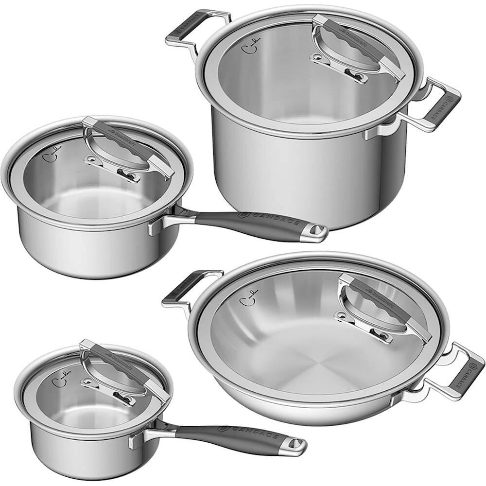 Angle View: CookCraft - Candace 8-Piece Cookware Set - Stainless Steel