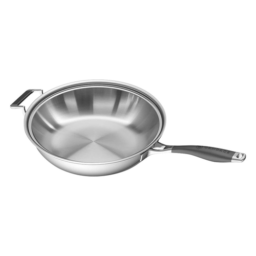 CookCraft - by Candace 13" Frying Pan - Brushed Stainless Steel With Mirror Accents