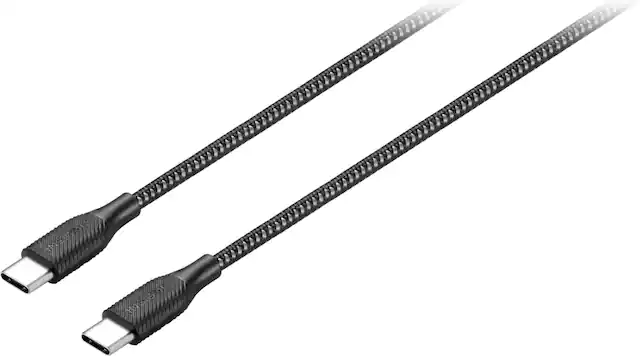 Front. Insignia™ - 4' USB-C to USB-C Charge-and-Sync Cable - Charcoal.