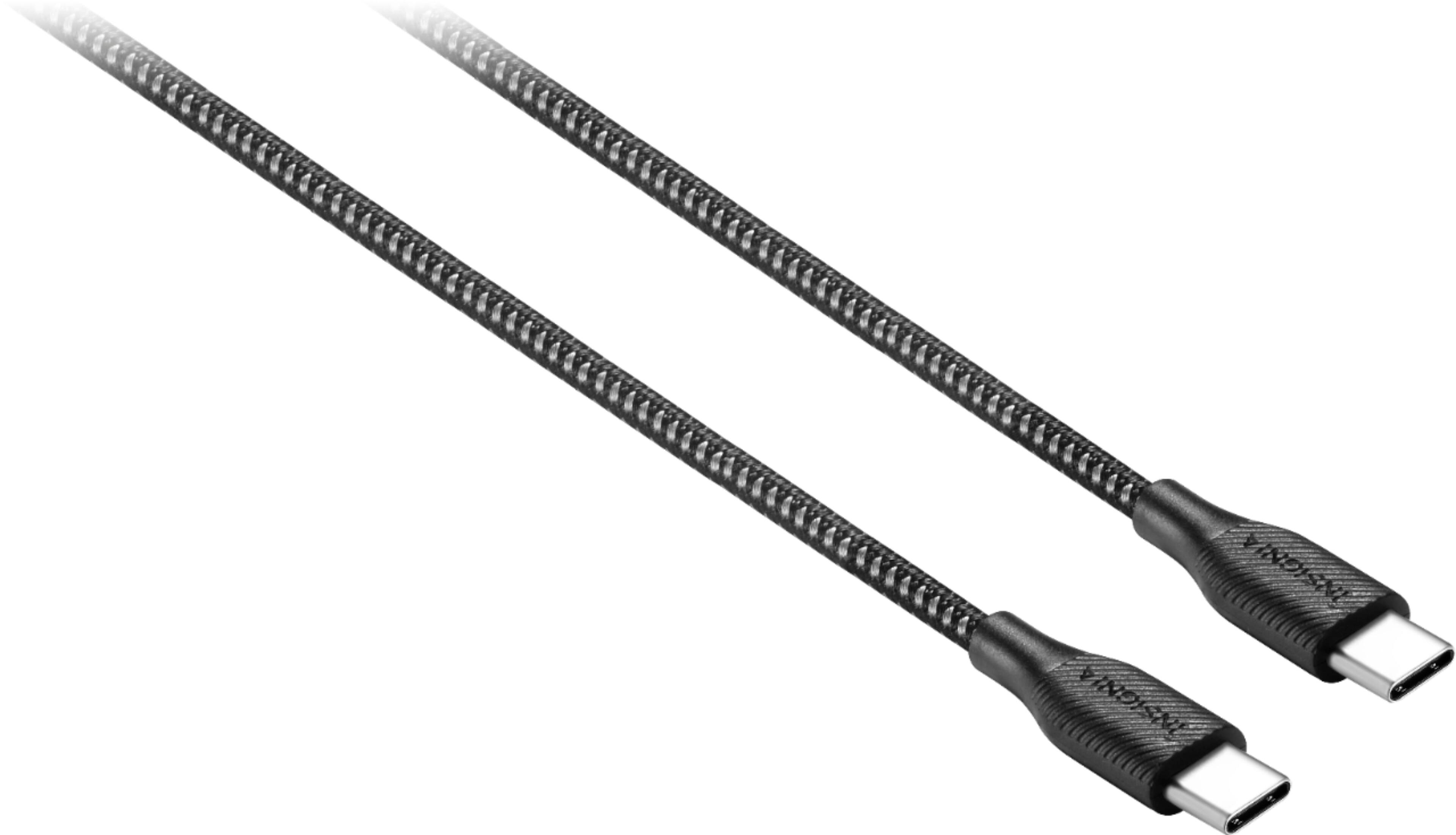 Angle. Insignia™ - 4' USB-C to USB-C Charge-and-Sync Cable - Charcoal.