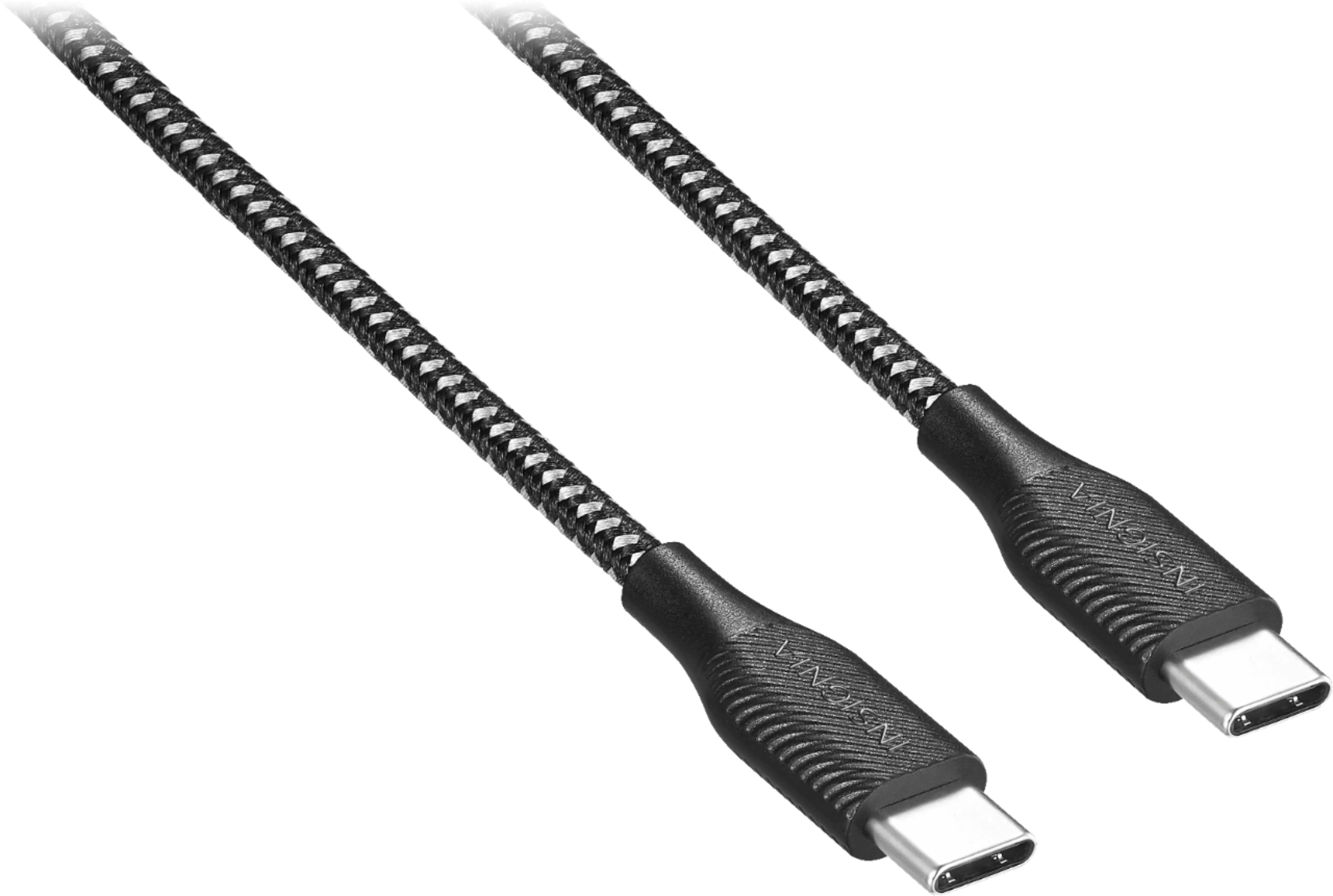 Angle. Insignia™ - 6' USB-C to USB-C Charge-and-Sync Cable - Charcoal.