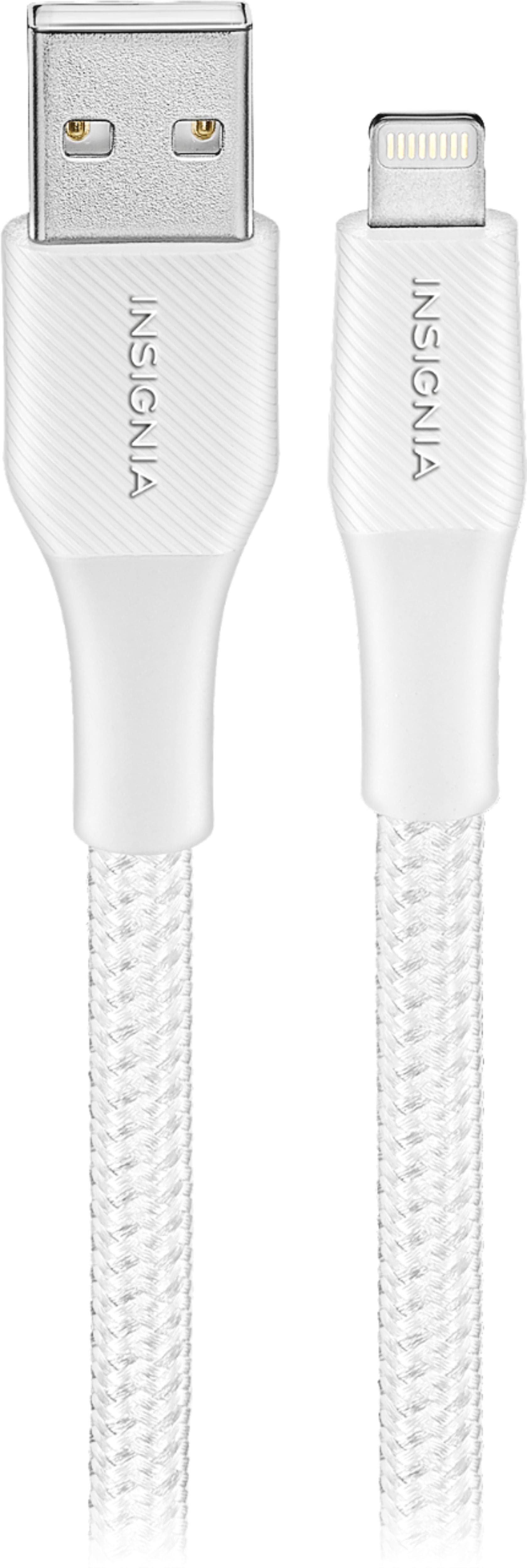 Left. Insignia™ - 10' USB-A to Lightning Charge-and-Sync Cable - Moon Gray.