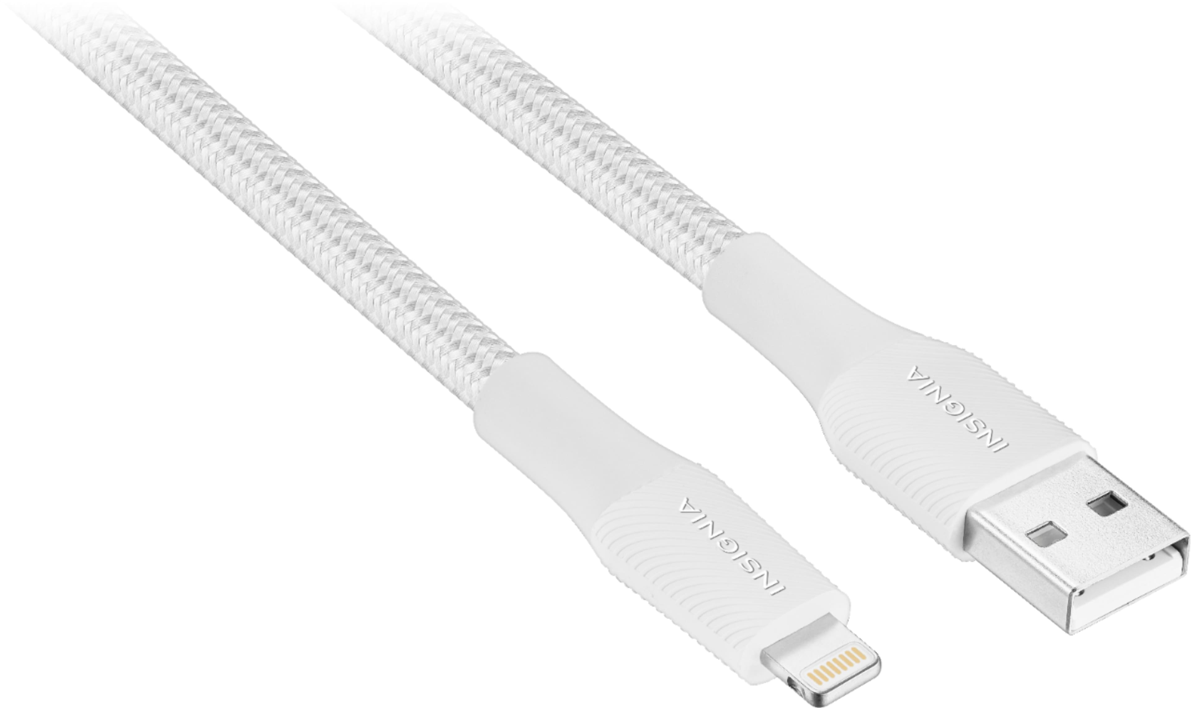 Angle. Insignia™ - 10' USB-A to Lightning Charge-and-Sync Cable - Moon Gray.