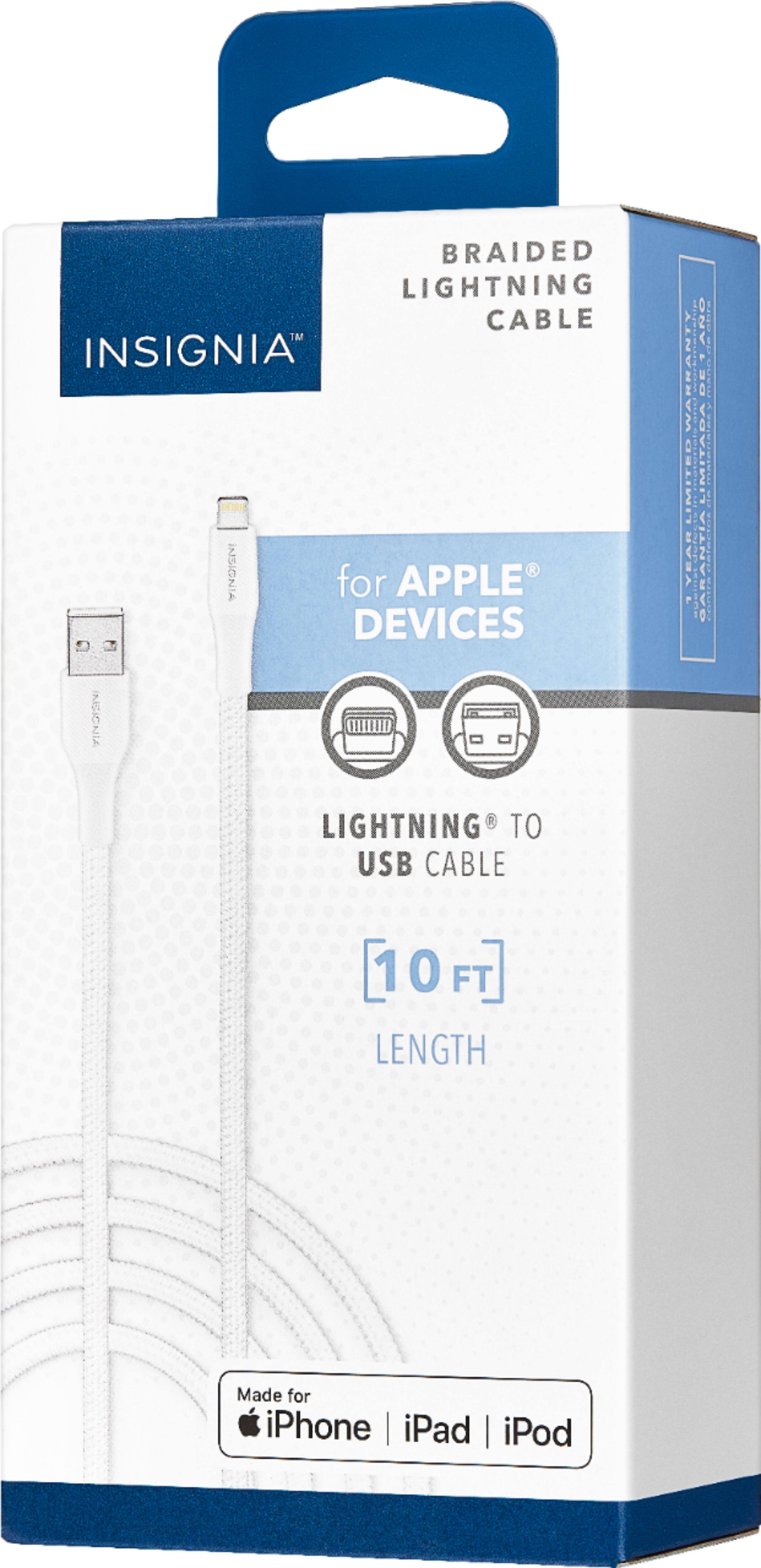 Insignia™ 10' USB-A to Lightning Charge-and-Sync Cable Moon Gray NS ...