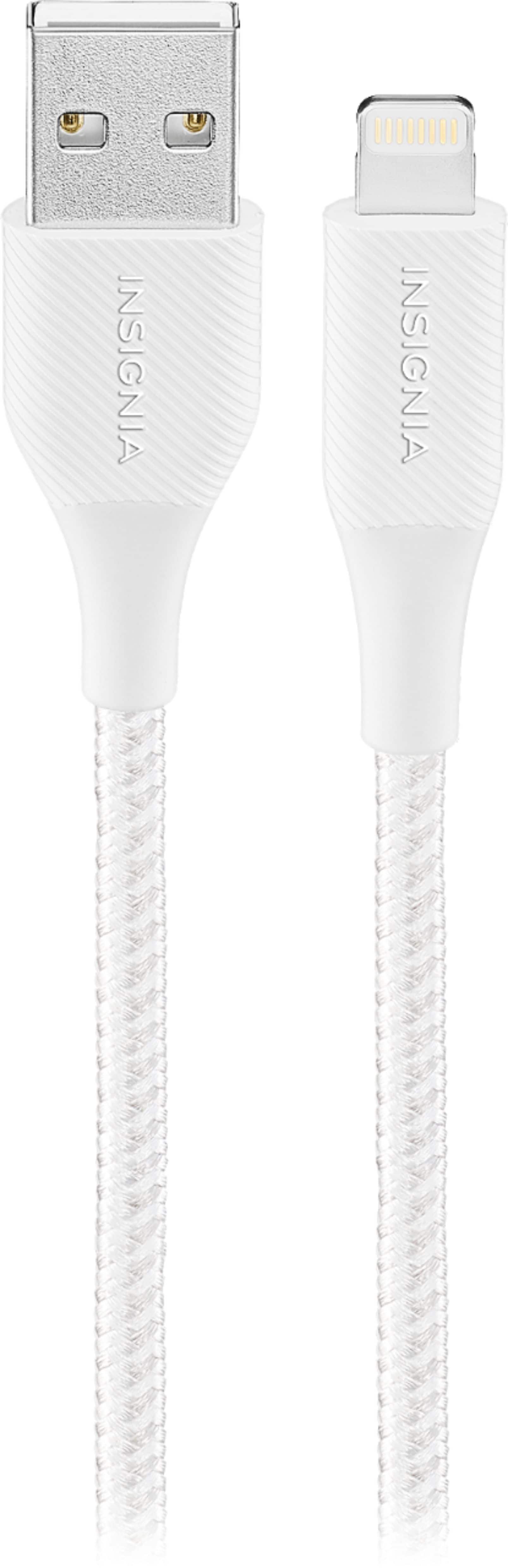 Left. Insignia™ - 4' USB-A to Lightning Charge-and-Sync Cable - Moon Gray.