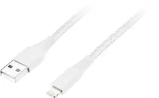 Front. Insignia™ - 4' USB-A to Lightning Charge-and-Sync Cable - Moon Gray.