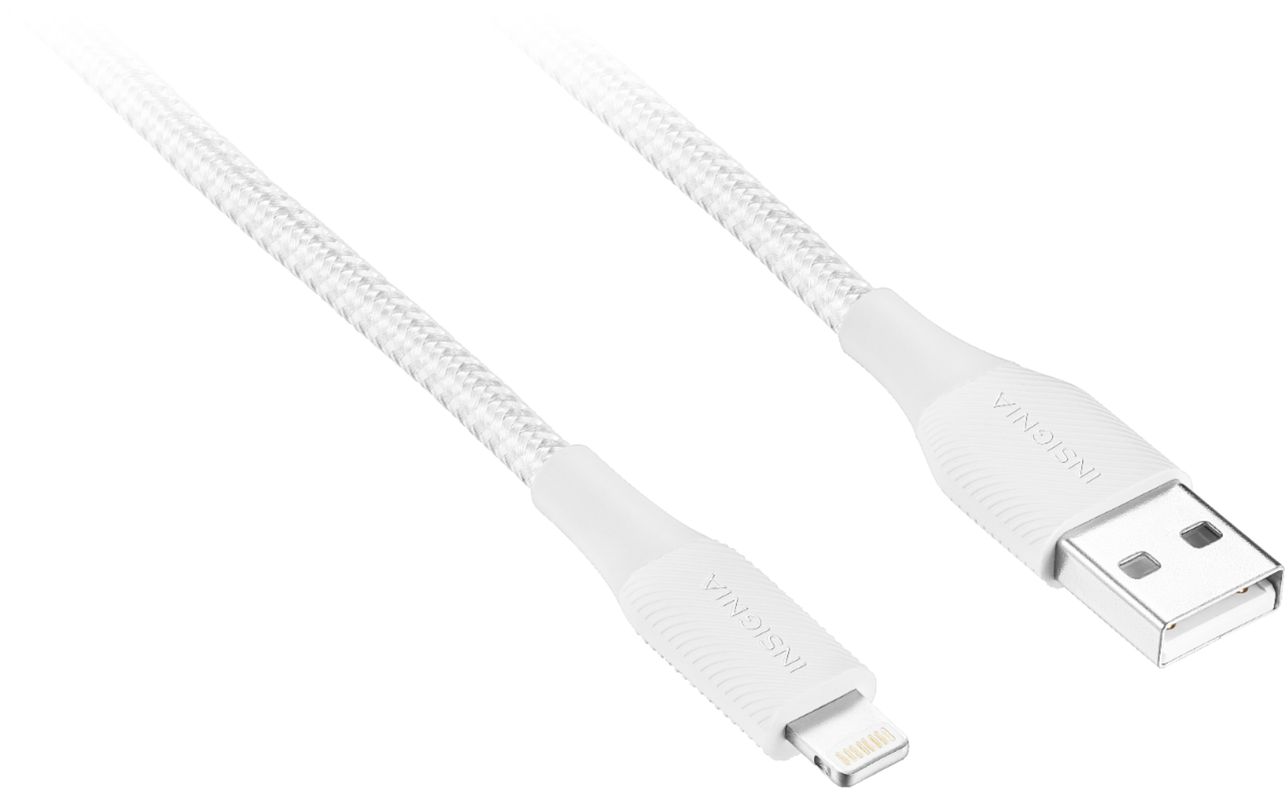 Left View: Insignia™ - 10' Lightning to USB Charge-and-Sync Cable (2 pack) - Moon Gray