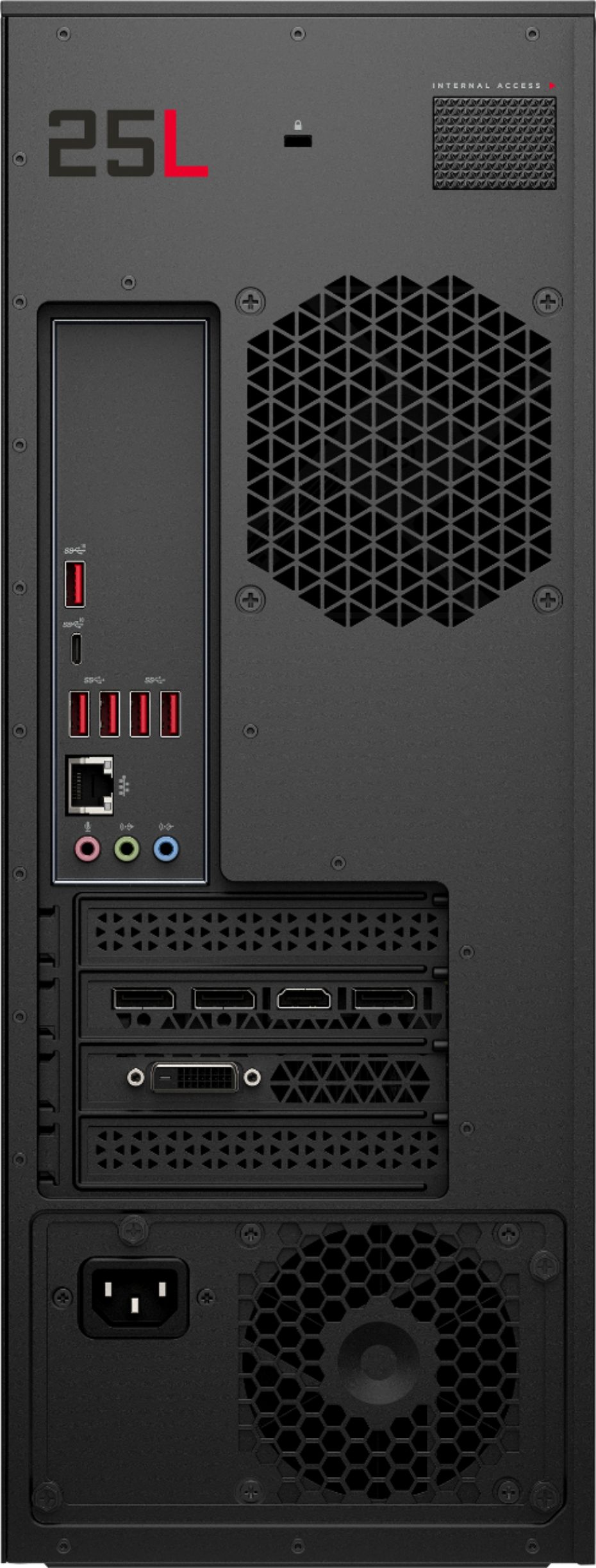 Back View: CLX - SET Gaming Desktop - Intel Core i5 10400 - 32GB Memory - NVIDIA GeForce RTX 3080 - 3TB HDD + 480GB SSD - Black