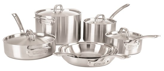 Viking Professional 5 Ply, 10 Piece Cookware Set- Satin Stainless Steel  4515-1S10S - Best Buy