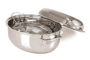 Viking - 3 Ply 3-in-1 Oval Roasting Pan with Lid and Rack - Mirror - Angle_Zoom