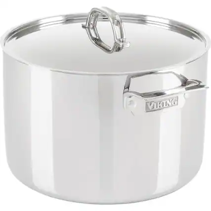 Left. Viking - 3 Ply 12 Qt. Stock Pot - Mirror.