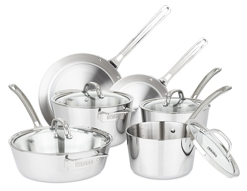 Viking - Contemporary 10-Piece Cookware Set - Stainless Steel was $720.0 now $279.99 (61.0% off)