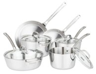 KitchenAid 3-Ply Base Stainless Steel Cookware Set, 10-Piece, Brushed  Stainless Steel Brushed Stainless Steel 71014 - Best Buy