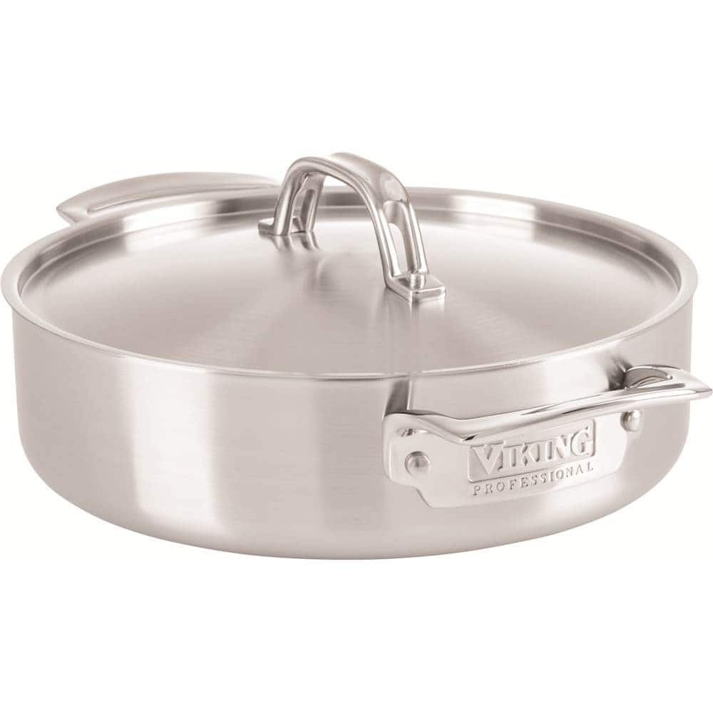 Angle View: Viking - Professional 5-Ply 3.4-Quart Casserole Pan - Stainless Steel