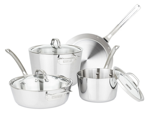 Viking - Contemporary 7-Piece Cookware Set - Stainless Steel was $550.0 now $209.99 (62.0% off)