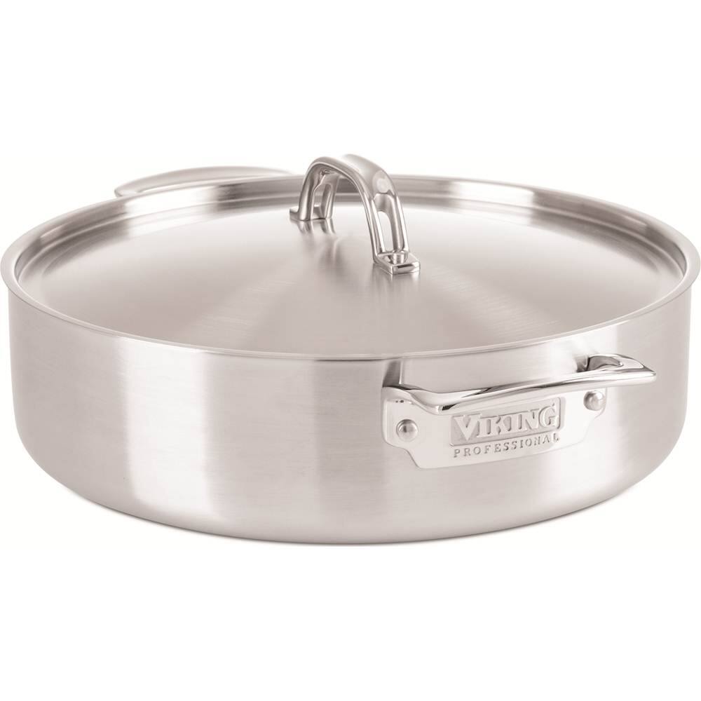 Angle View: Viking - Professional 5-Ply 6.4-Quart Casserole Pan - Stainless Steel