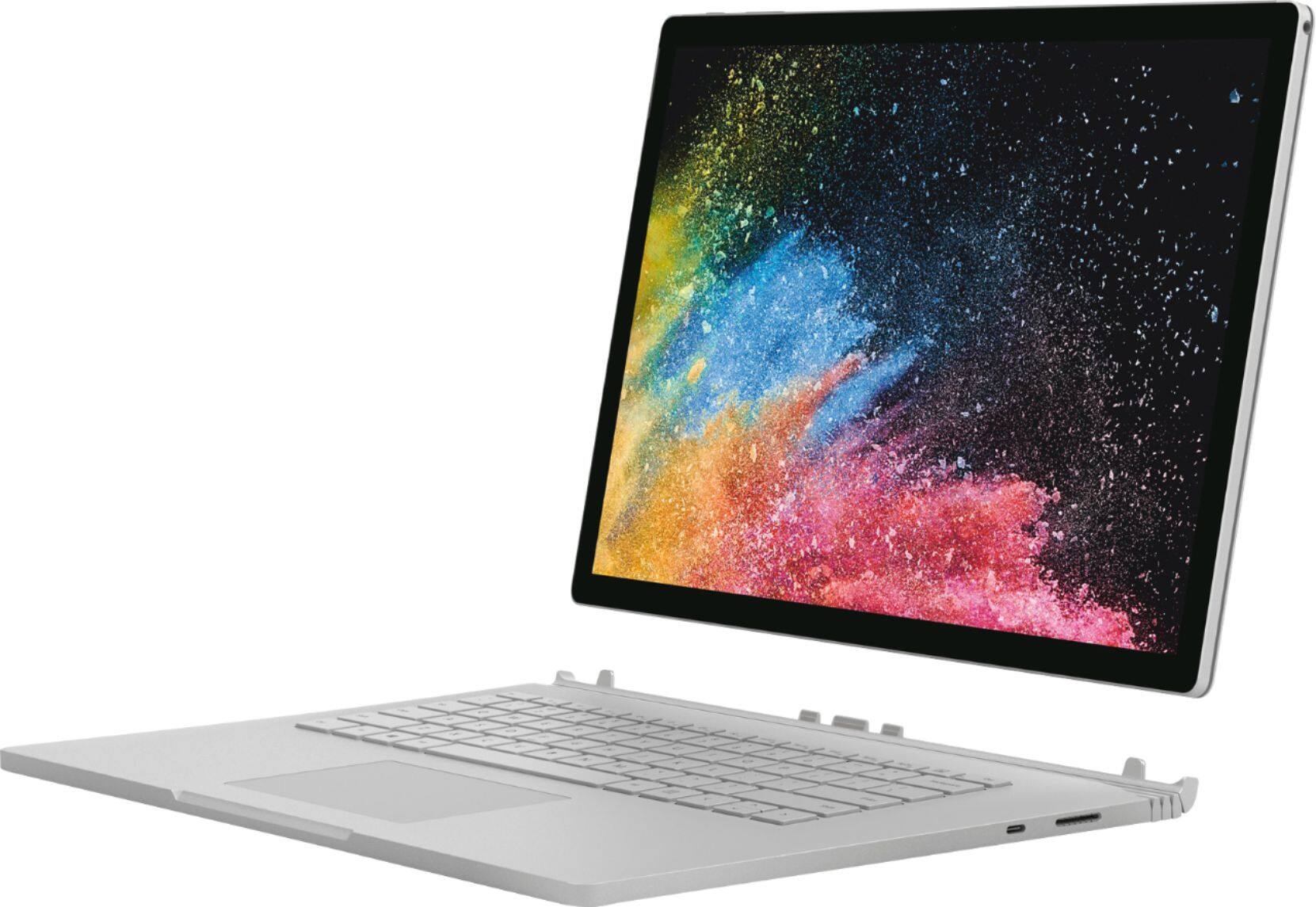 Angle. Microsoft - Surface Book 2 - 15" Touch-Screen Laptop - Intel Core i7 - 16GB Memory - 512GB SSD - Silver.