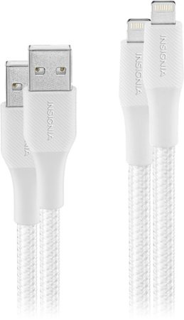 Insignia™ - 10' Lightning to USB Charge-and-Sync Cable (2 pack) - Moon Gray