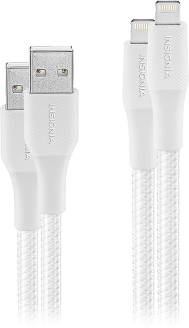 Front Zoom. Insignia™ - 10' Lightning to USB Charge-and-Sync Cable (2 pack) - Moon Gray.