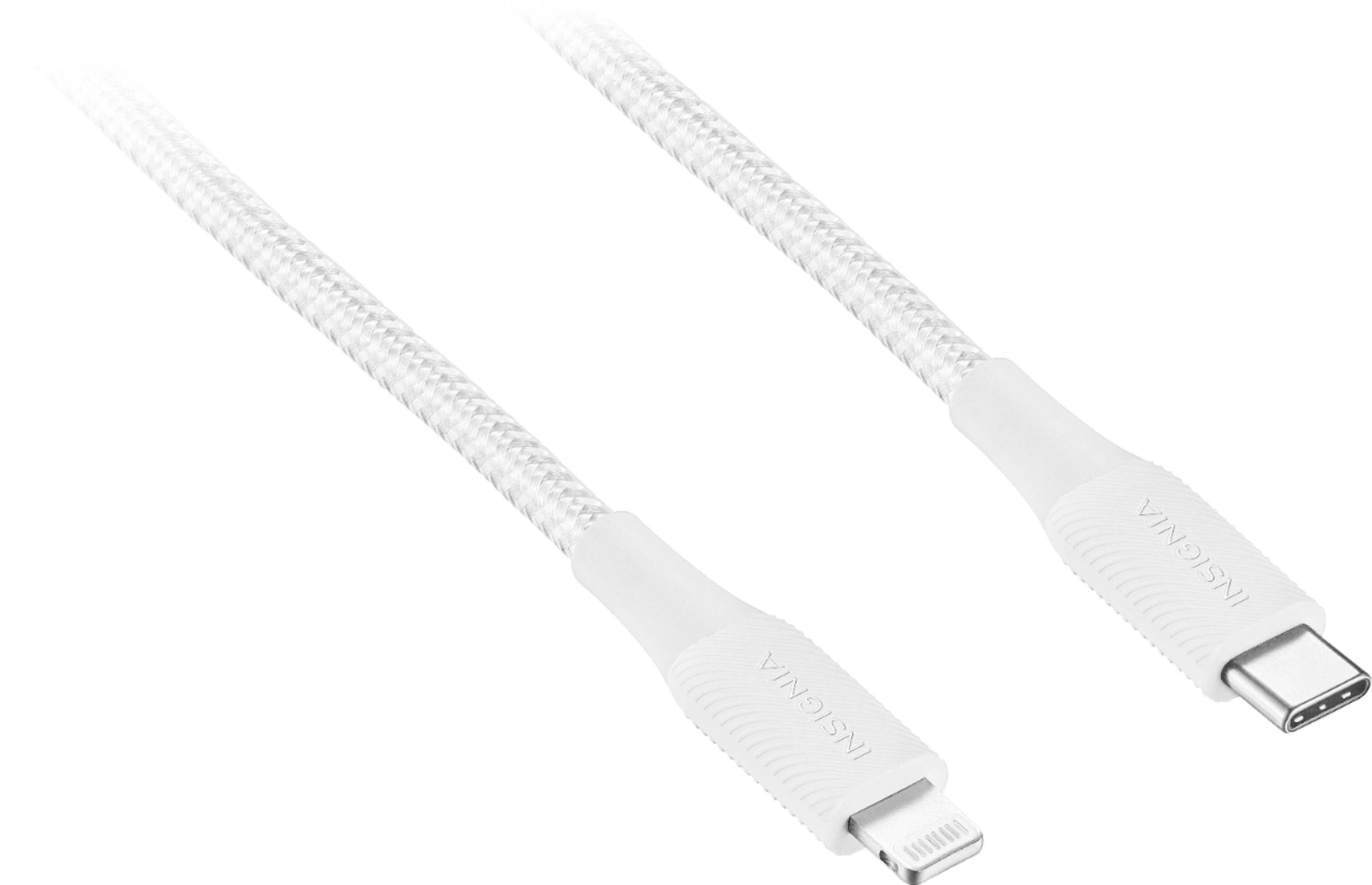 Angle. Insignia™ - 4’ USB-C to Lightning Charge-and-Sync Cable - Moon Gray.