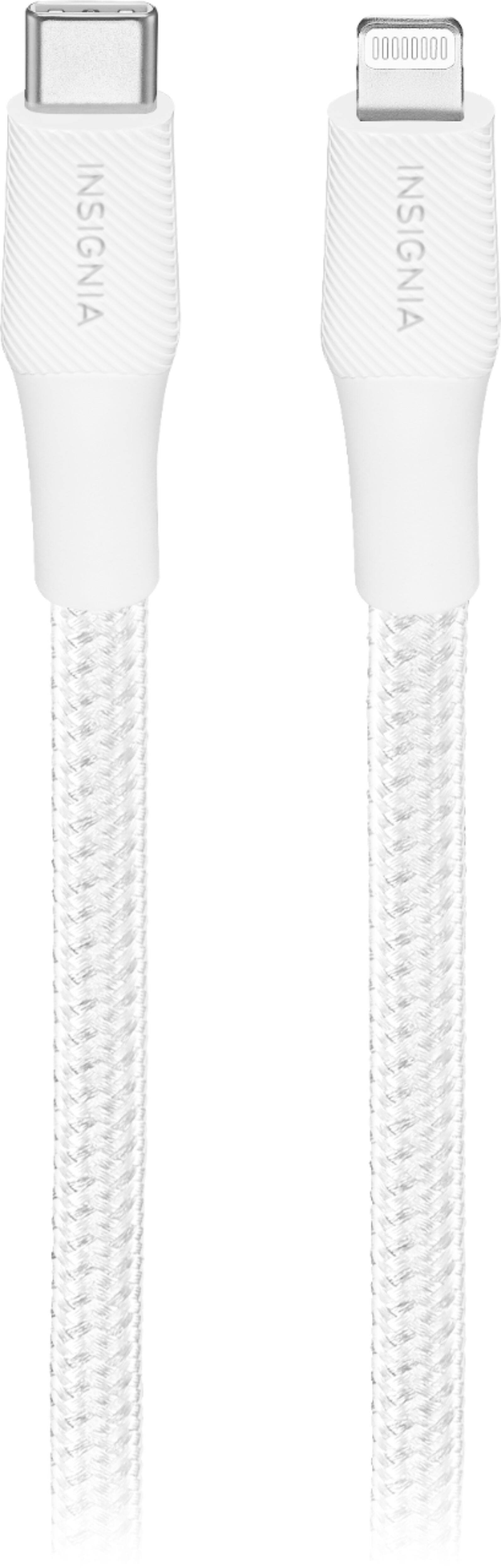 Left. Insignia™ - 10' USB-C to Lightning Charge-and-Sync Cable - Moon Gray.