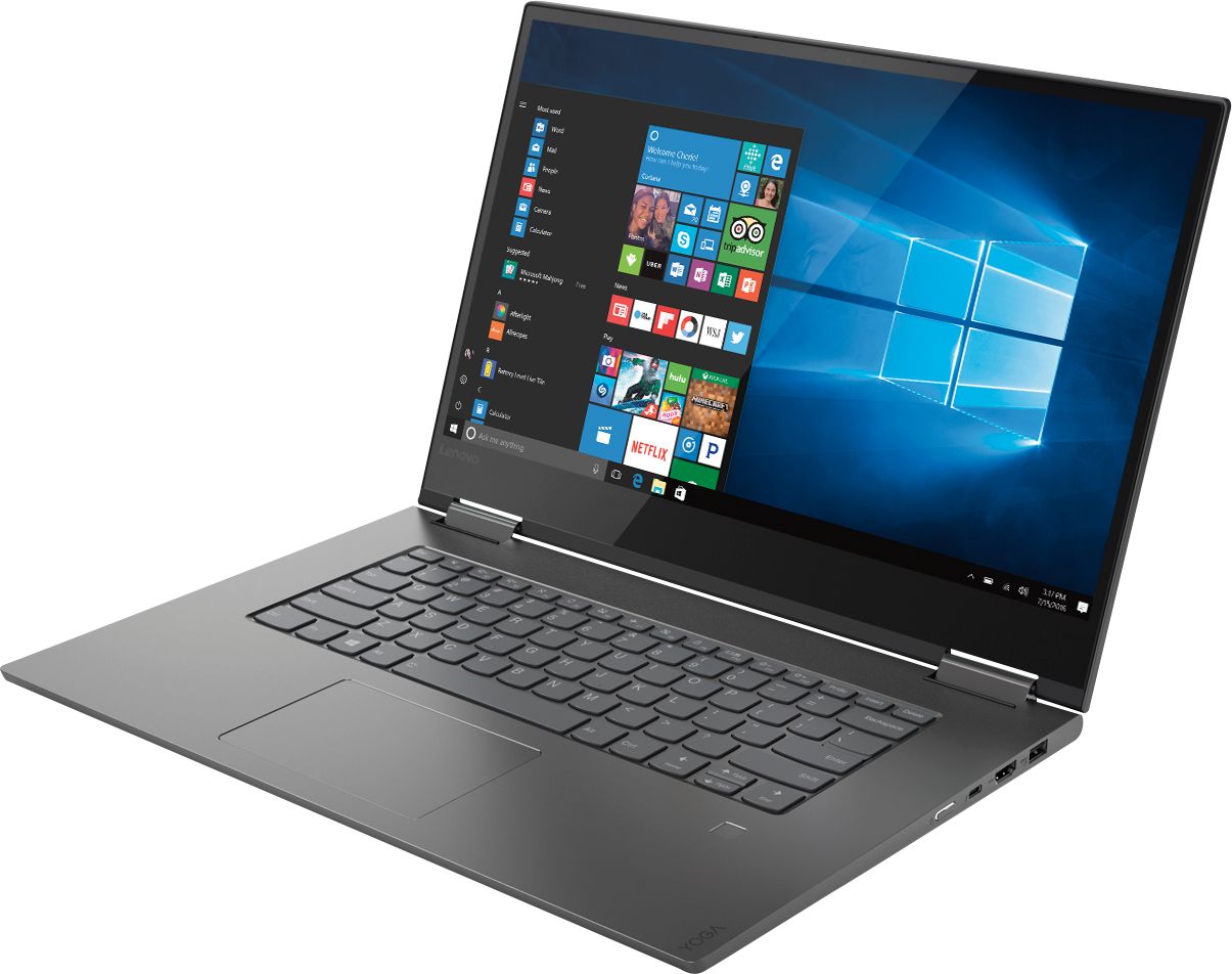 Left View: Lenovo - Geek Squad Certified Refurbished Yoga 730 2-in-1 15.6" Touch-Screen Laptop - Intel Core i5 - 8GB Memory - 256GB SSD - Iron Gray