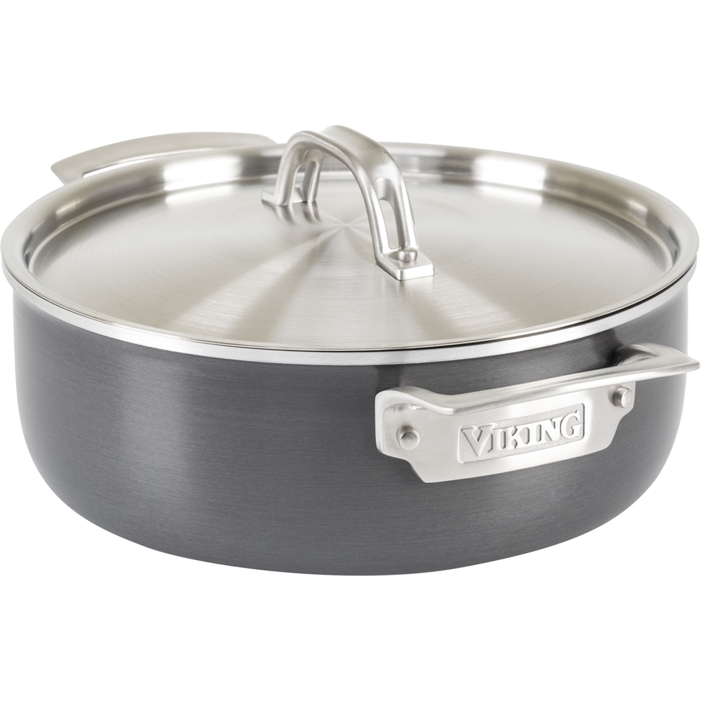 Angle View: Viking - 5 Ply Hard Stainless 4 Qt. Everyday Pan - Gray/Stainless Steel