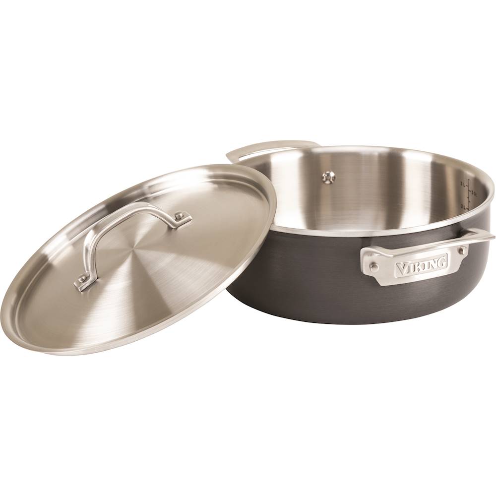 Left View: Viking - 5 Ply Hard Stainless 4 Qt. Everyday Pan - Gray/Stainless Steel
