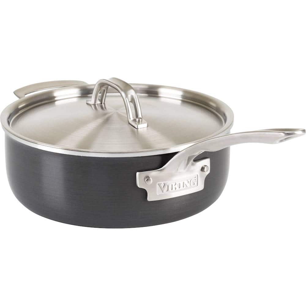 Angle View: Viking - Hard Stainless 5 Ply 4 Qt. Sauté Pan - Gray/Silver