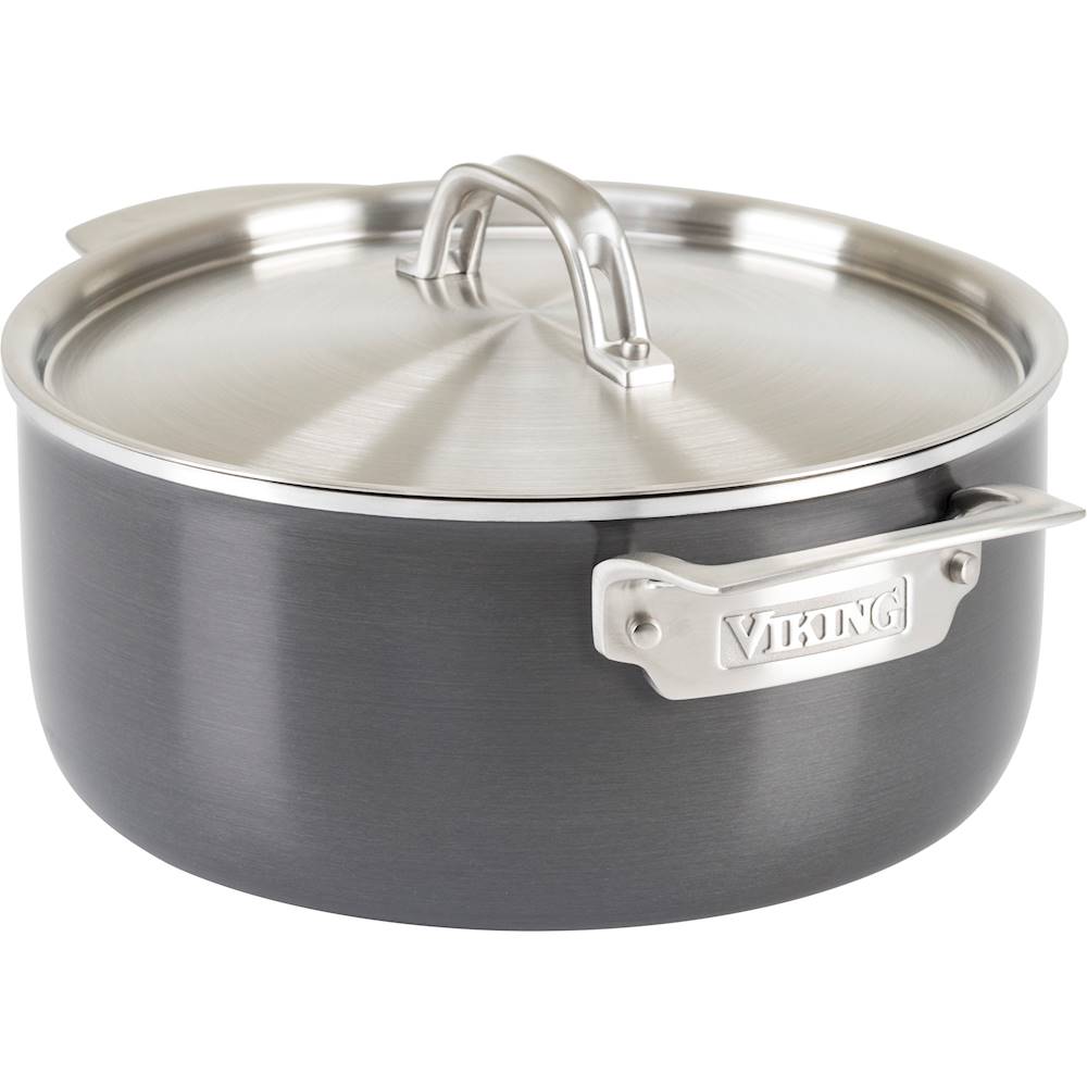 Angle View: Viking - 5 Ply Hard Stainless 5 Qt. Covered Tuch Oven - Gray/Stainless Steel