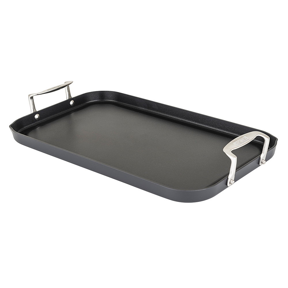 Left View: GreenPan - Chatham Ceramic Nonstick 11" Open Square Griddle - Grey