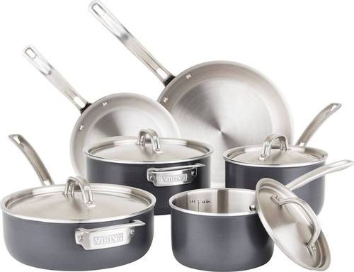Viking - Hard Stainless 10-Piece Cookware Set - Gray/Stainless Steel was $1586.0 now $419.99 (74.0% off)