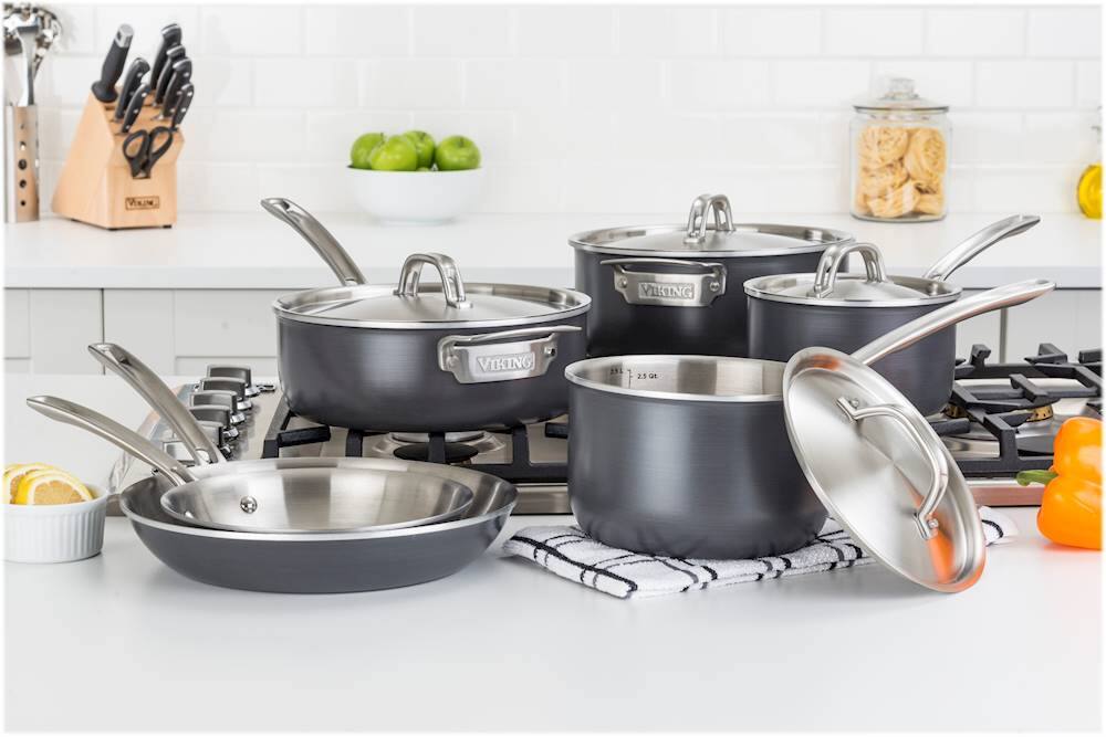 Best Buy: Viking -5-Ply Hard Stainless 10-Piece Cookware Set Gray Viking 5-ply 10-piece Hard-anodized Stainless-steel