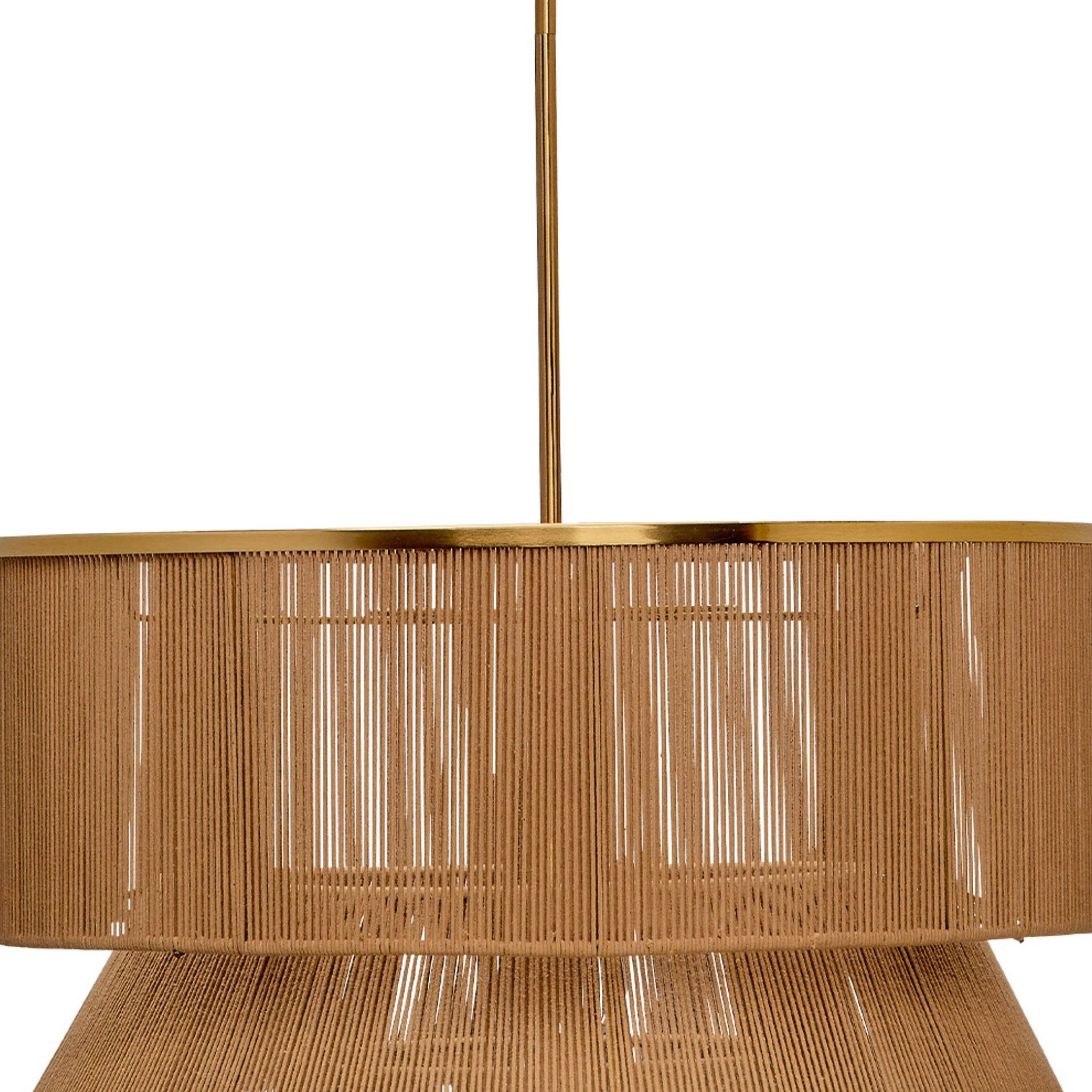 Manhattan Lane Dero Chandelier, 3 Tier Natural Cotton Rope Woven, 25 ...
