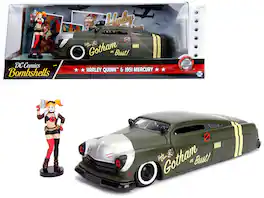 1951 Mercury with Harley Quinn Diecast Figurine "DC Comics Bombshells" Series 1/24 Diecast Model Car by Jada - Matt Green