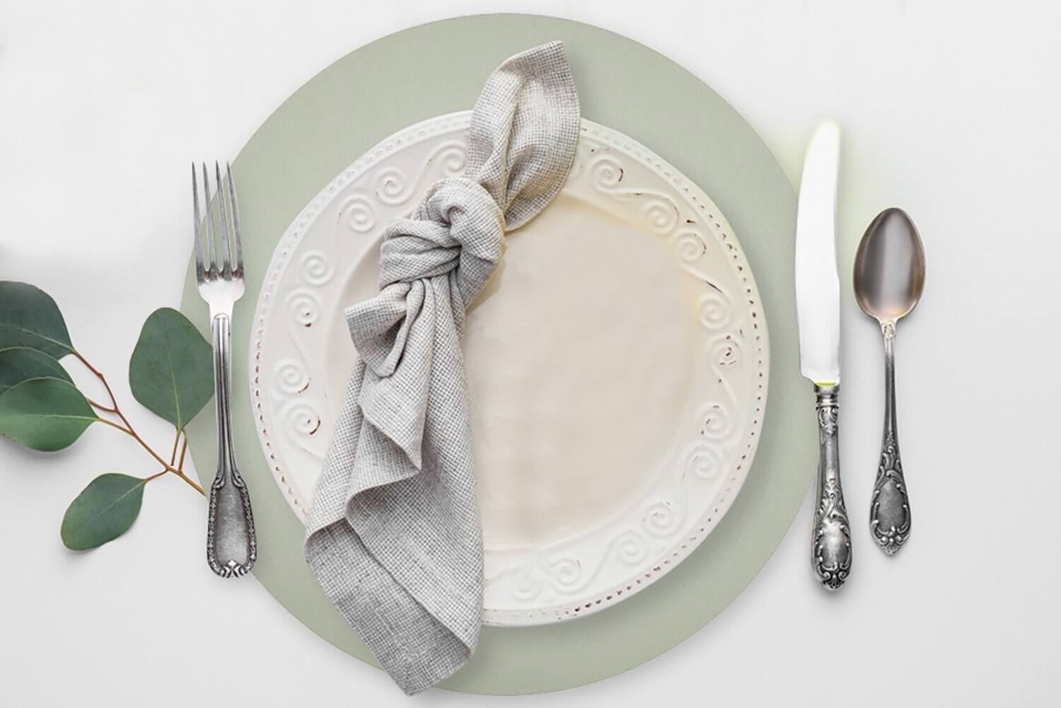 Alt View 1. Frieling - Davanti by  Mattola Placemats Set of 6, Round 15 Inch Indoor Outdoor Table Placemats, Round - Mint.